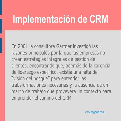 8 bloques conceptuales en la implementación de CRM