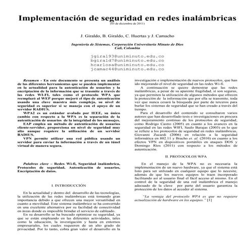 Implementacion de seguridad en redes inalambricas