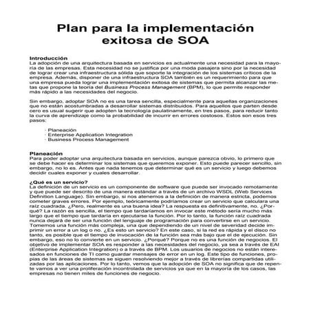Implementacion exitosa soa