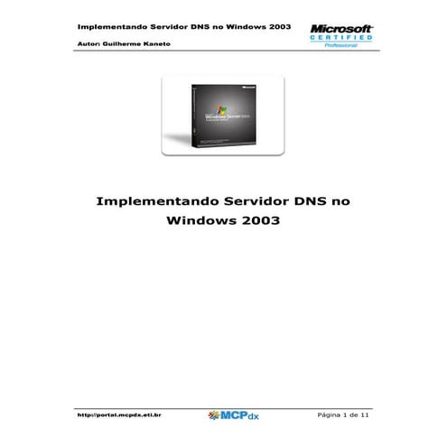 Implementandoservidordnsnowindows2003