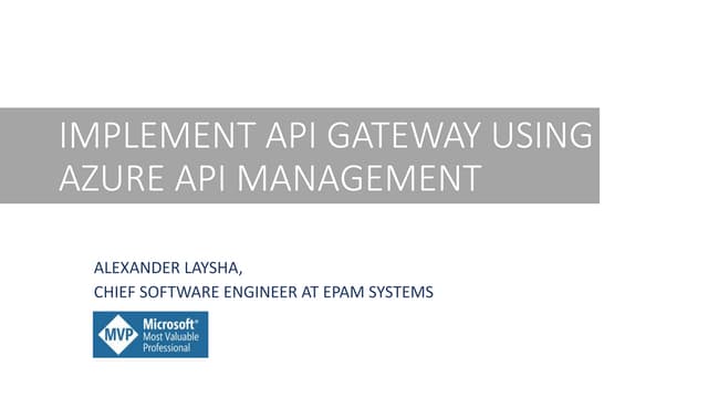 Implement API Gateway using Azure API Management