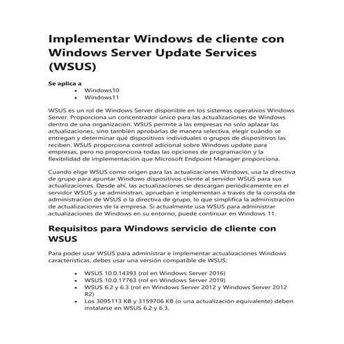 Implementar windows de cliente con windows server update services | PDF