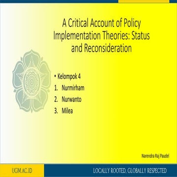 A Critical Account of Policy Implementation Theories: Status and Reconsideration