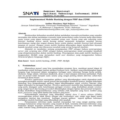 Implementasi Mobile Banking dengan PHP dan J2ME