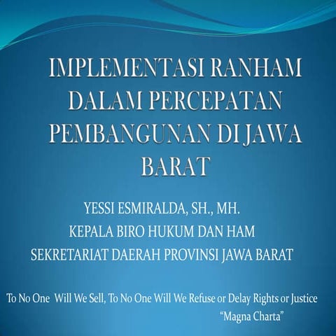 Implementasi ranham dalam percepatan pembangunan di jawa barat | PPTX