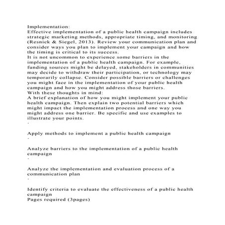 ImplementationEffective implementation of a public health campaig.docx