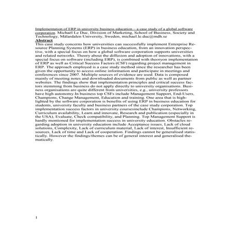 Implementation erp universities 2013 abstract