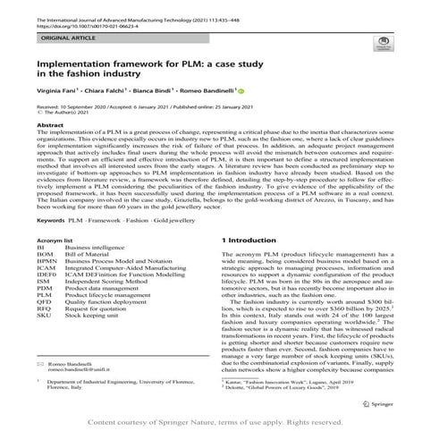 Implementation framework for_plm_a_case_study_in_t