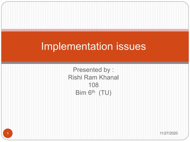 Implementation issues software engineering