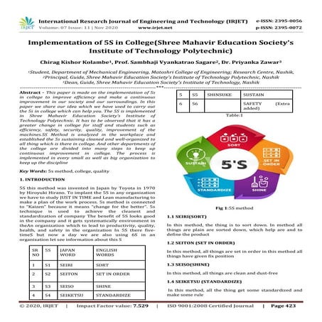 Implementation of 5S in College(Shree Mahavir Education Society's  Institute ...
