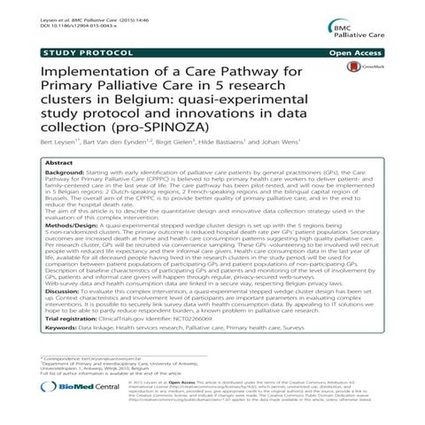 Implementation of a care pathway for primary palliative care -  study protocol