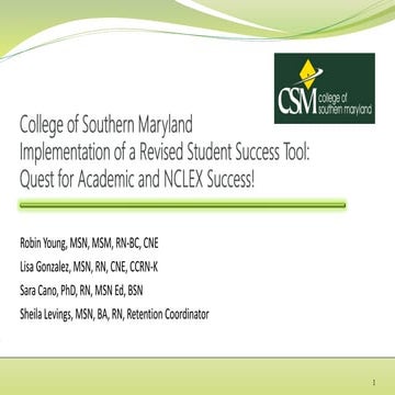 Implementation of a revised student success tool