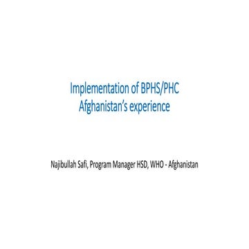 Implementation of bphsphc afghanistan experience august 2019