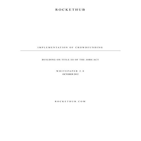 RocketHub Whitepaper - Implementation of Crowdfunding