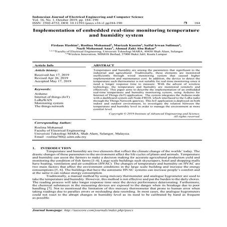 Implementation of embedded real time monitoring temperature and humidity system