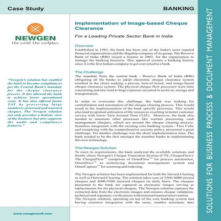 Implementation of image based cheque clearance