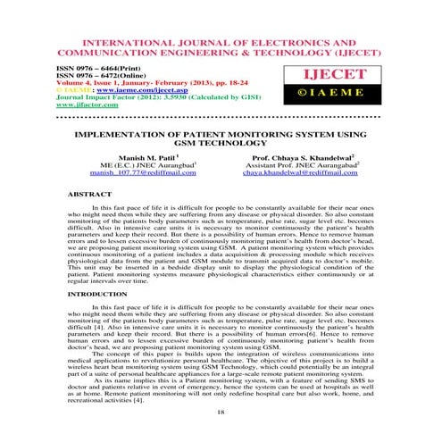 Implementation of patient monitoring system using gsm technology 2
