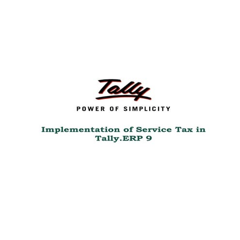 Service Tax In Tally Erp 9