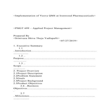 Implementation of Veeva QMS at Ironwood Pharmaceuticals.docx