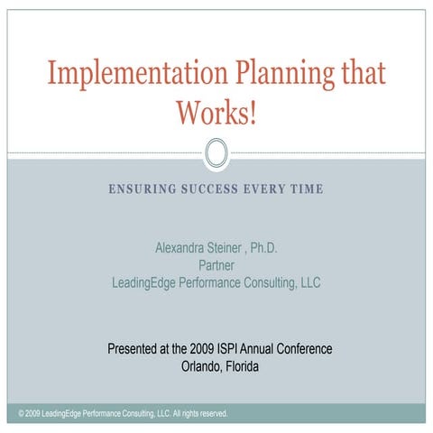 Implementation Planning That Works!