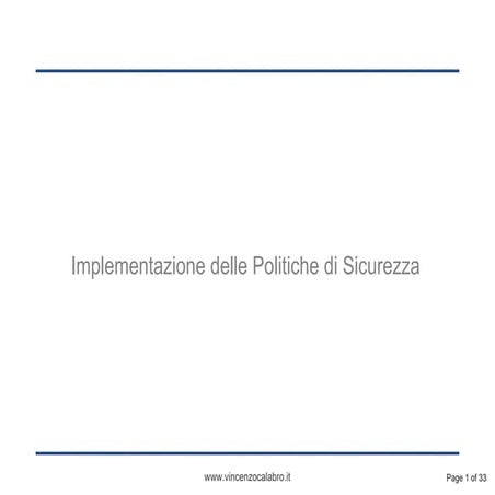 Implementazione Politiche di Sicurezza