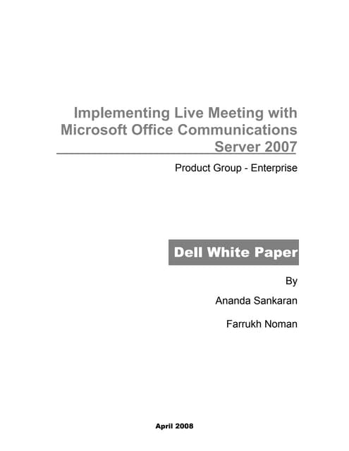 Implementing Live Meeting with Micr...