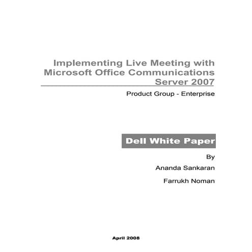 Implementing Live Meeting with Microsoft Office ...
