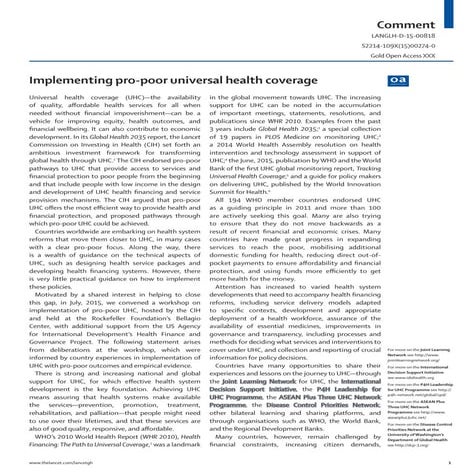 Implementing Pro-Poor Universal Health Coverage