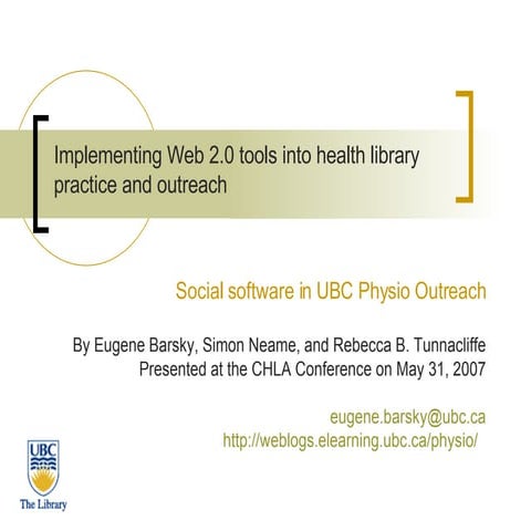 Implementing Web 2.0 tools into health library practice and outreach