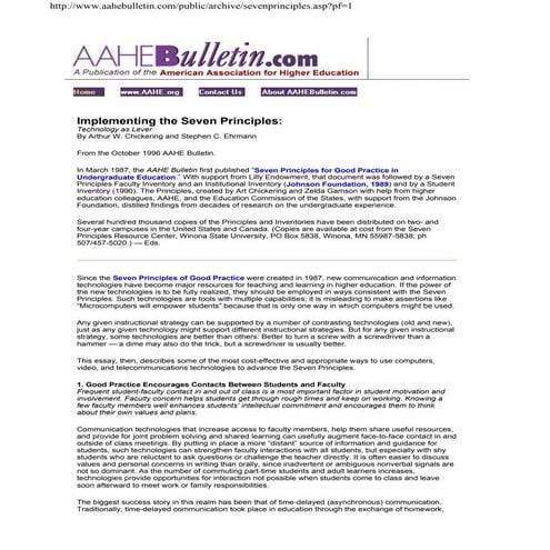 Implementing 7 principles