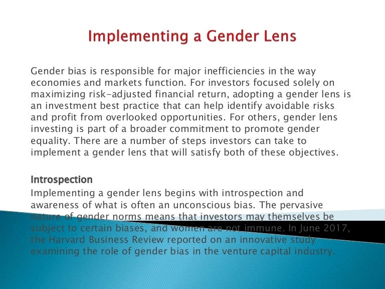 Implementing a gender lens