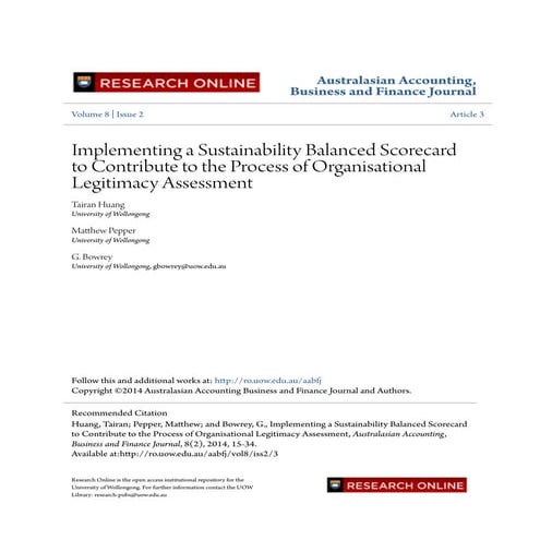 Implementing a sustainability balanced scorecard to contribute to