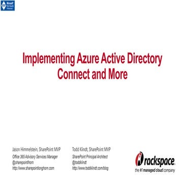 Implementing Azure Active Directory Connect and more