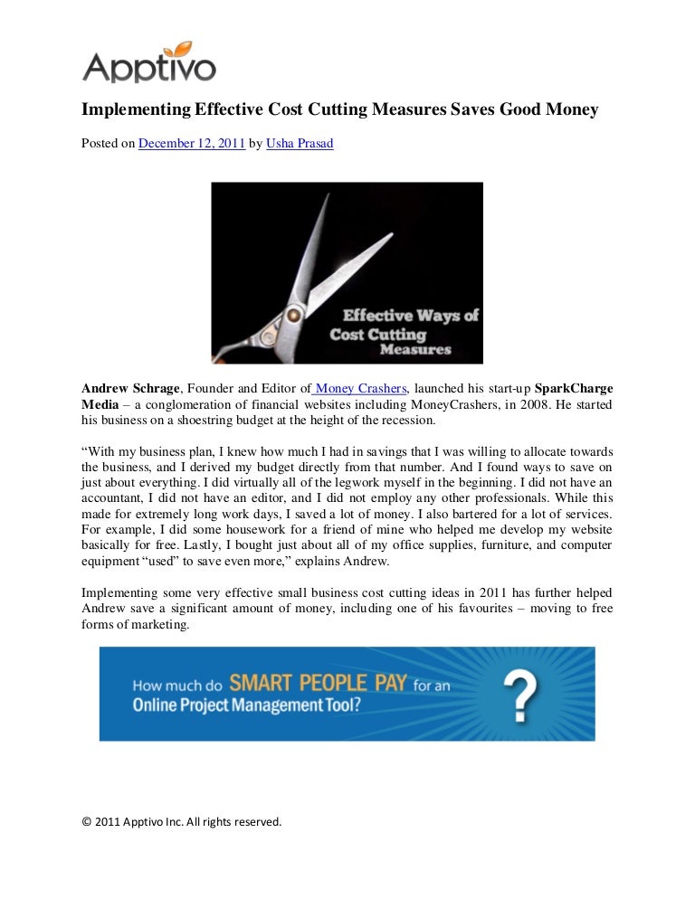 Implementing effective cost cutting measures saves good money