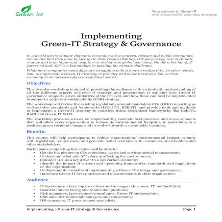 Implementing green IT strategy & governance