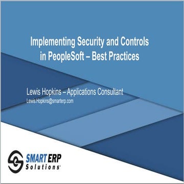 Implementing security and controls in people soft   best practices - may 2017