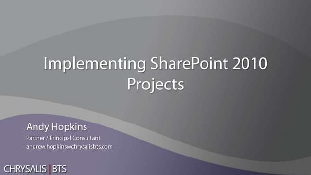 Implementing SharePoint 2010 Projects