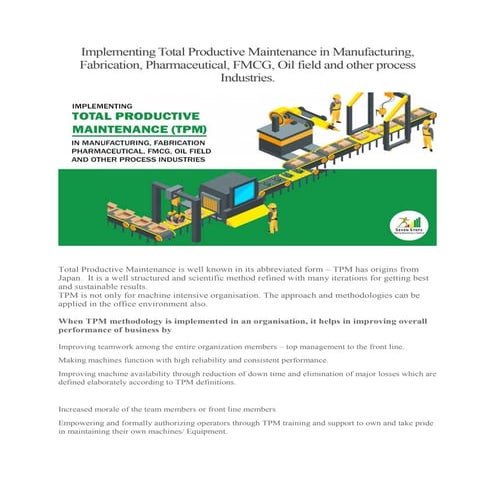Implementing total productive maintenance in manufacturing