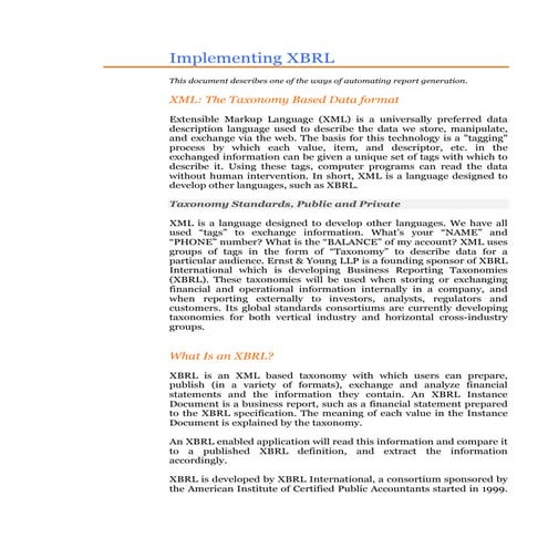 Implementing XBRL, 2005