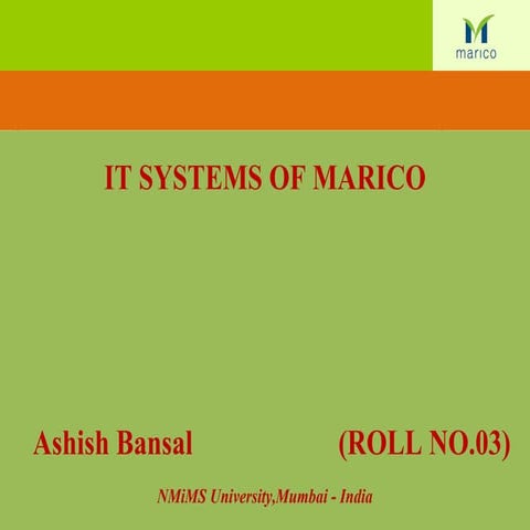 Impletation Of IT In Marico