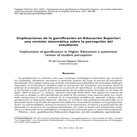 Implicaciones de la gamificación en educación superior