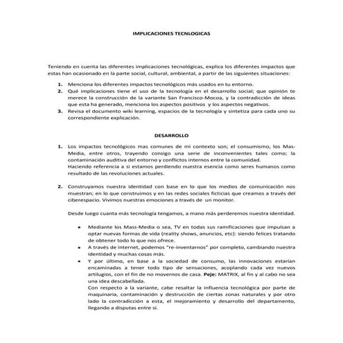 Implicaciones tecnologicas