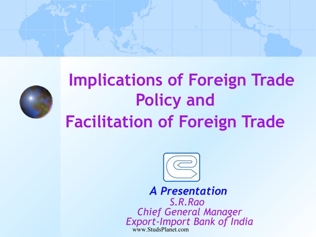 Implication of foreign trade policy