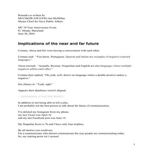 Implications of the near and far future