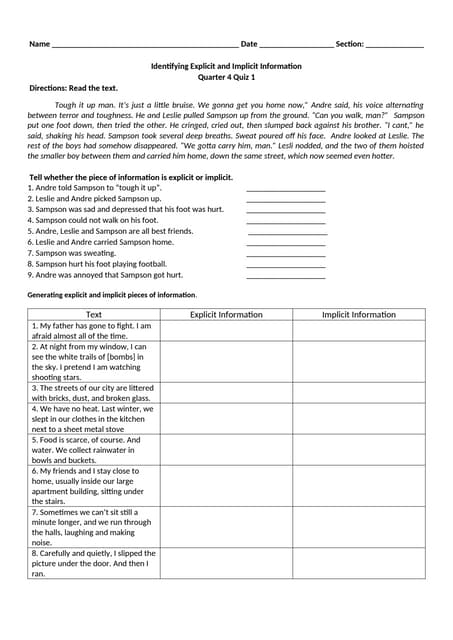 Explicit and implicit claims in a text | PPTX | Biological Sciences ...