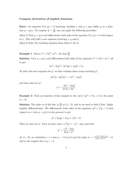 Implicit differentiation
