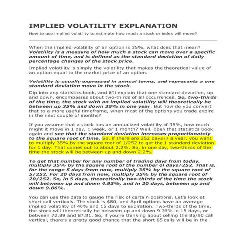 Implied volatility explanation