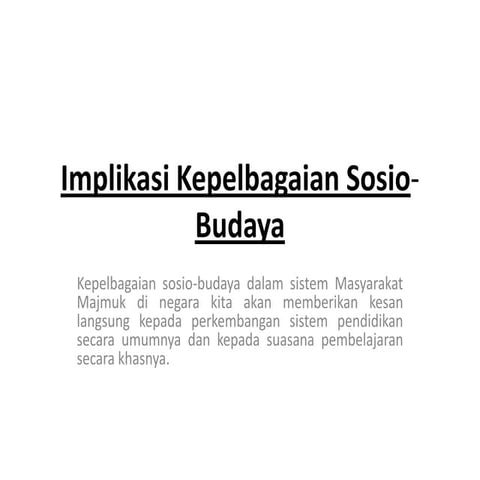 Implikasi kepelbagaian-sosio-budaya