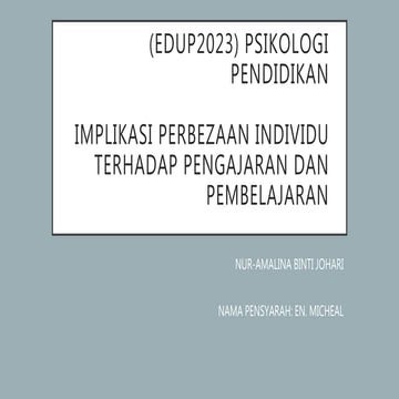 Implikasi perbezaan individu terhadap pengajaran dan pembelajaran