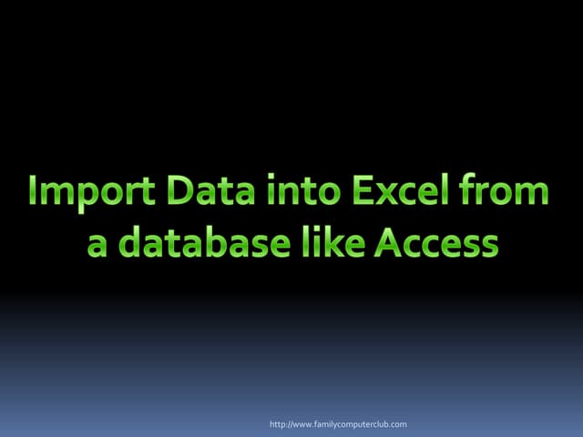 Import Data From Databae Into Excel